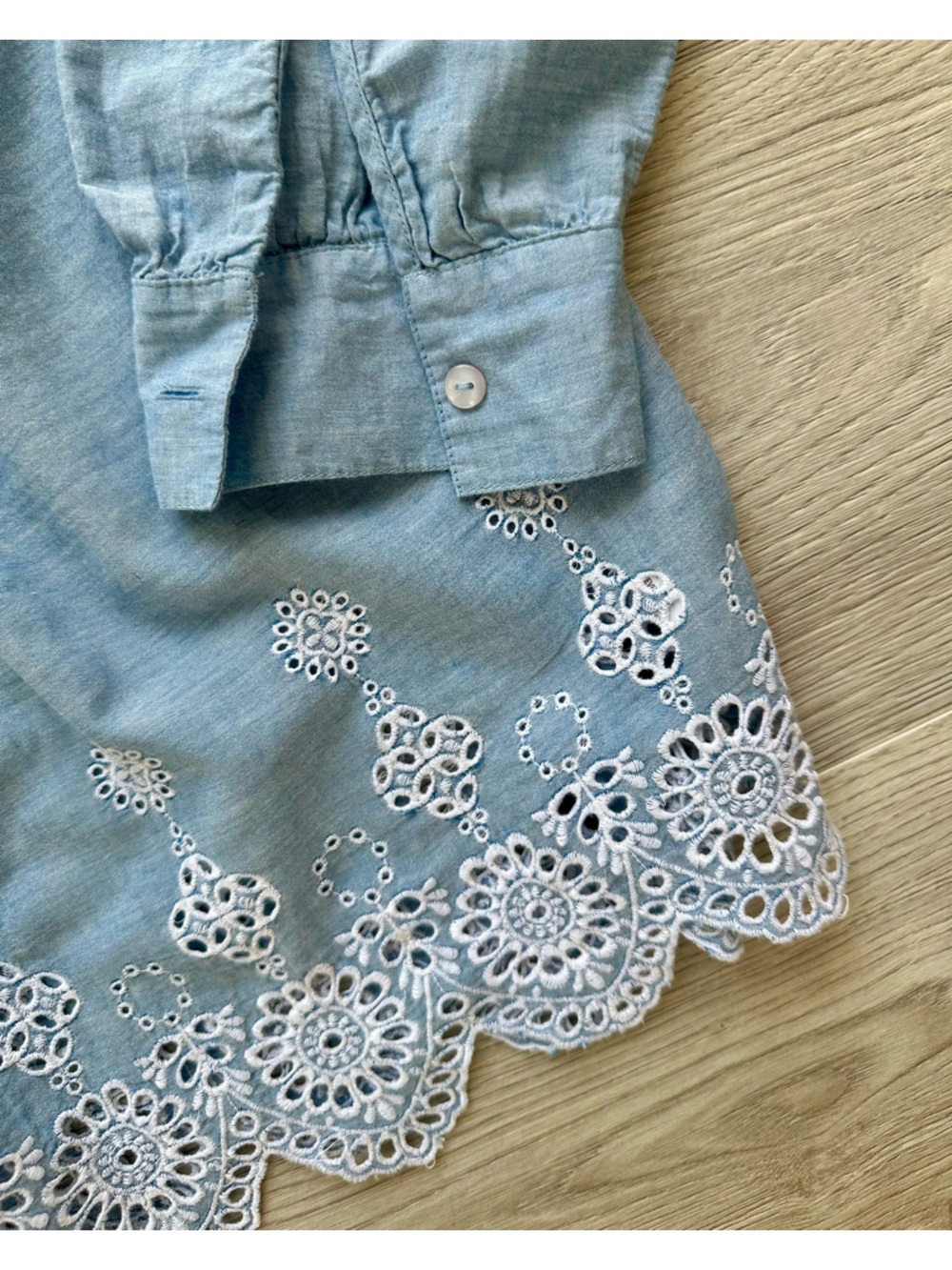 Style & Co. Light Blue Embroidered Pintuck Tunic Top - Picture 3 of 8